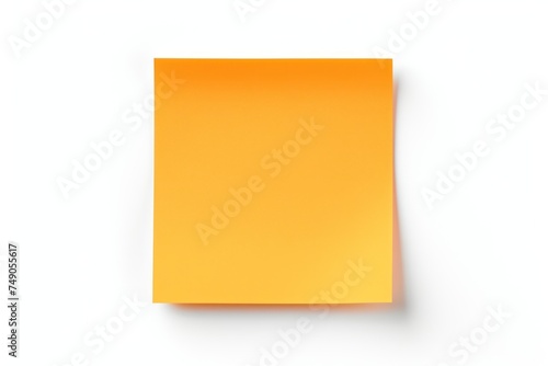Orange blank post it sticky note isolated on white background 