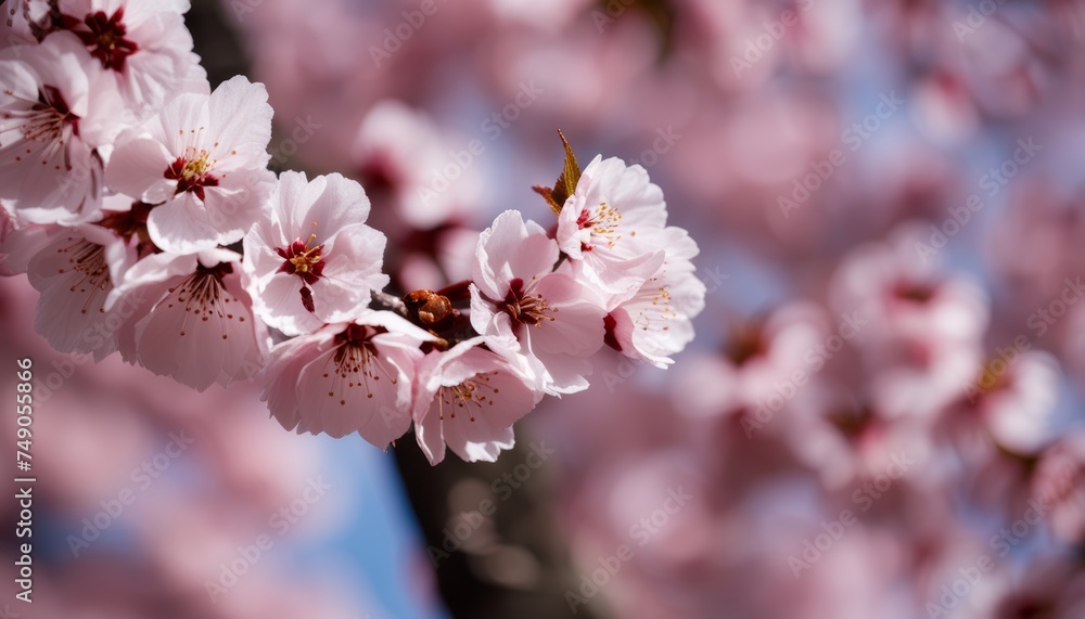 Blooming beauty - A close-up of cherry blossoms in full bloom Blooming beauty - A close-up of cherry blossoms in full bloom