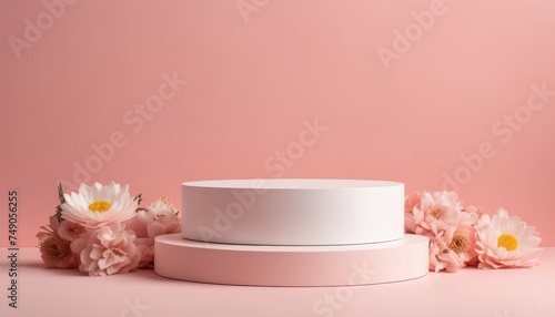  Elegant cake with floral accents on soft pink background