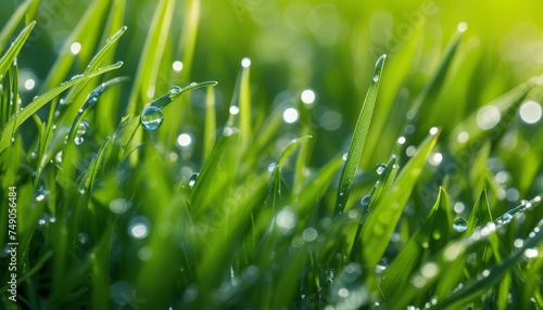  Dewdrops on blades of grass, a sign of morning's freshness