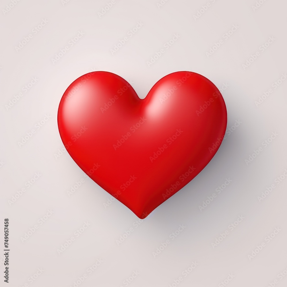 Red heart isolated on background, flat lay, vecor illustration 