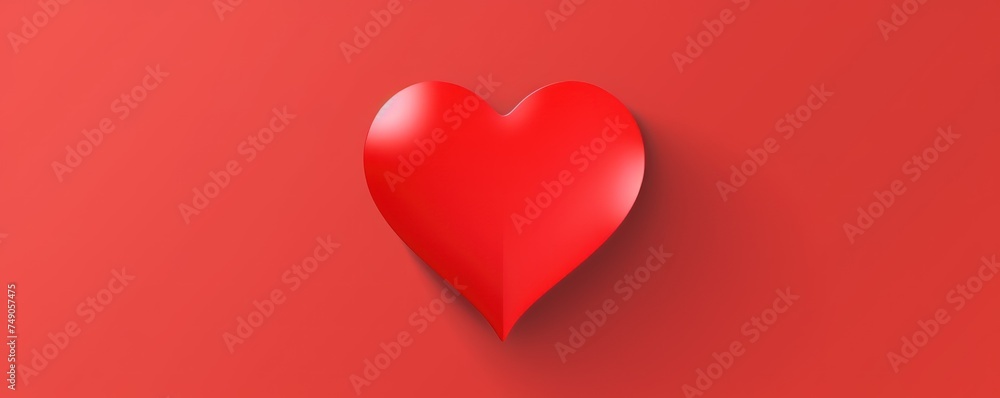 Red heart isolated on background, flat lay, vecor illustration 
