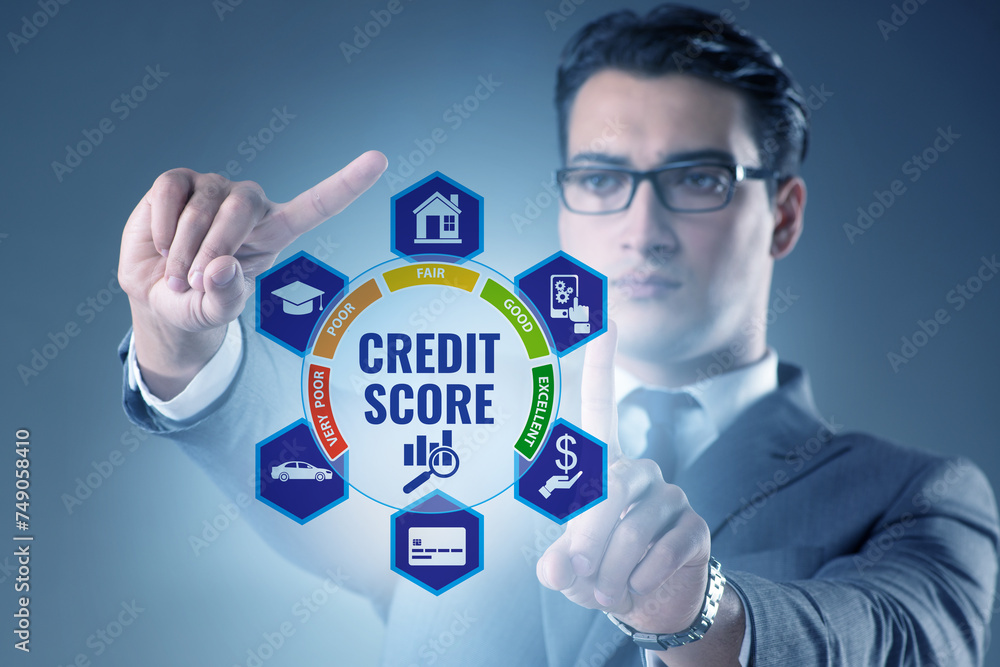 Businessman in credit score concept Businessman in credit score concept