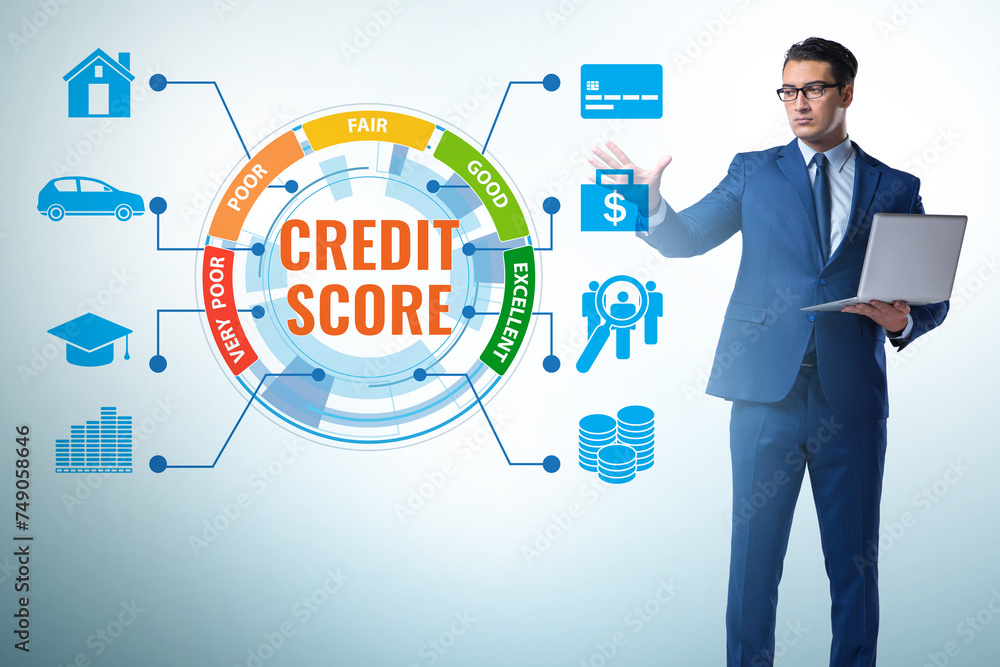 Businessman in credit score concept Businessman in credit score concept