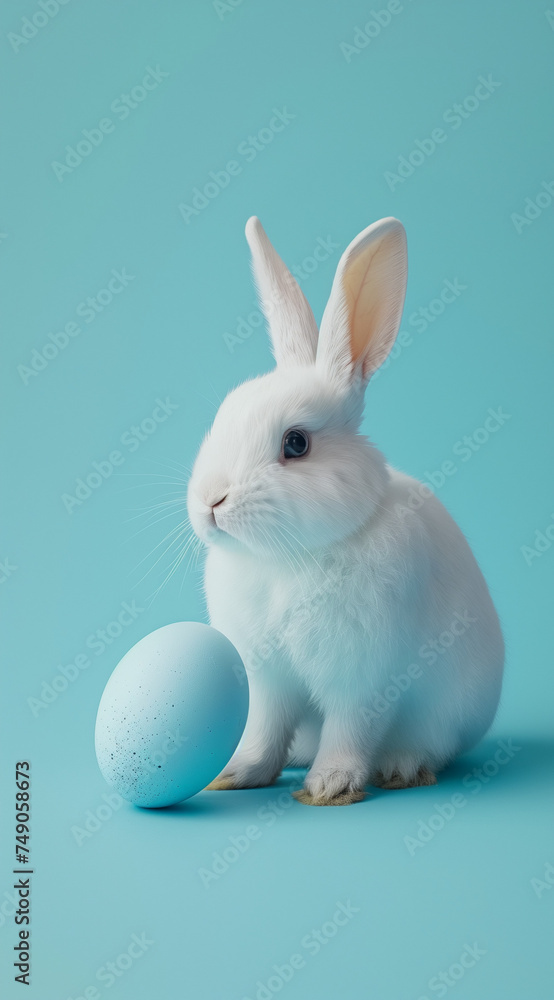 rabbit with egg.Minimal creative Easter food concept.Copy space,top view.Generative AI rabbit with egg.Minimal creative Easter food concept.Copy space,top view.Generative AI