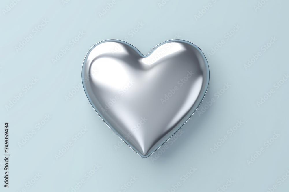 Silver heart isolated on background, flat lay, vecor illustration
