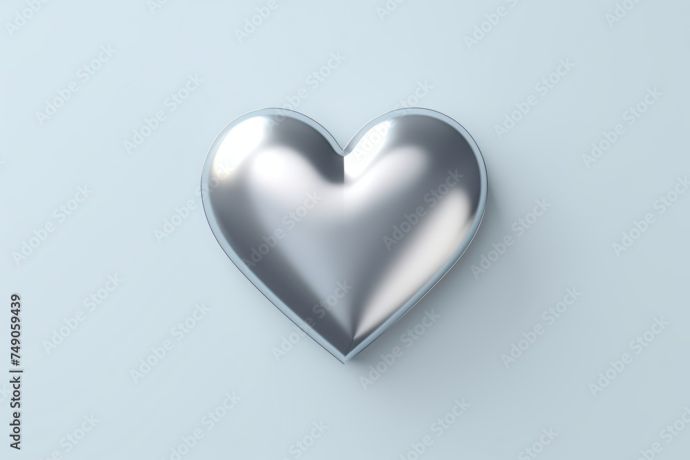 Silver heart isolated on background, flat lay, vecor illustration