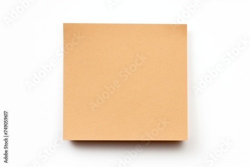 Tan blank post it sticky note isolated on white background 