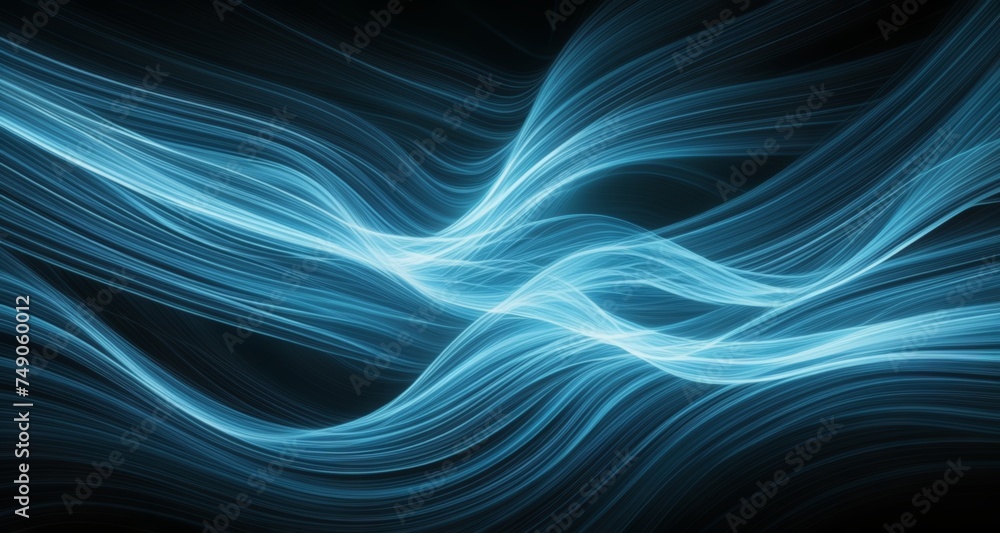 Ethereal blue waves of light in motion Ethereal blue waves of light in motion
