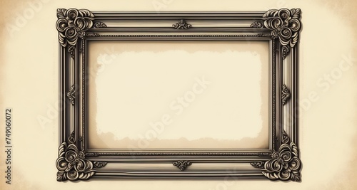  Vintage-style empty picture frame with ornate details