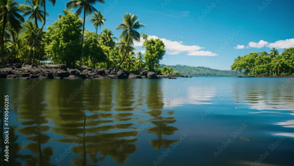 Palm Trees Surrounding Large Body of Water Palm Trees Surrounding Large Body of Water