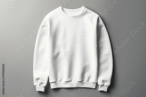 White blank sweater without folds flat lay isolated on gray modern seamless background 