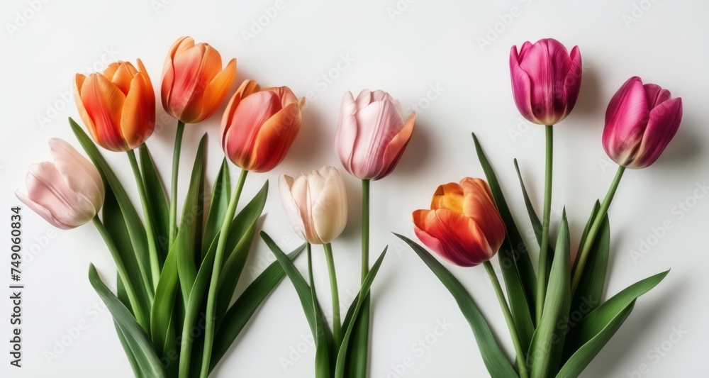 Vibrant tulips in bloom, a symbol of spring's arrival Vibrant tulips in bloom, a symbol of spring's arrival