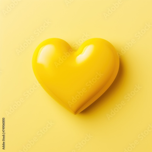 Yellow heart isolated on background, flat lay, vecor illustration