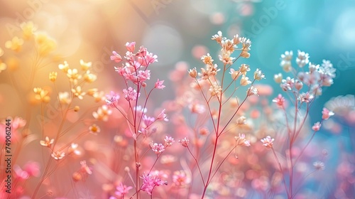 Close-up of vibrant flowers with a dreamy bokeh background