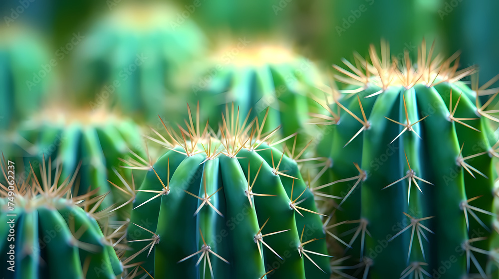 Macro shot of green cactus spines and natural patterns Macro shot of green cactus spines and natural patterns