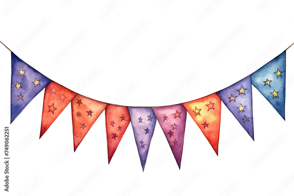 Fototapeta premium Watercolor banner and stars on white background.