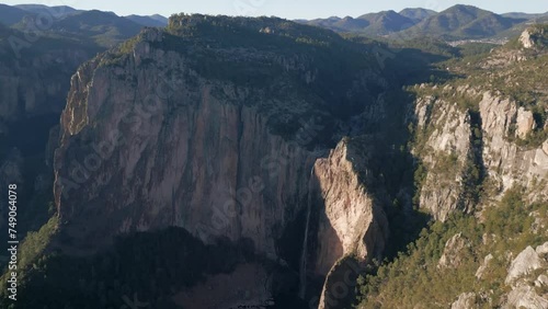 aerial of famous Basaseachi fall national park  copper canyon Chihuahua state Mexico travel destination 