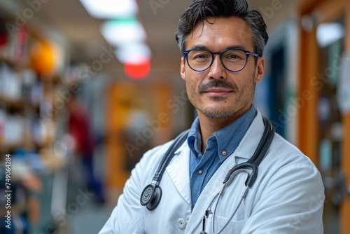 Male doctor with stethoscope and a confident, approachable look