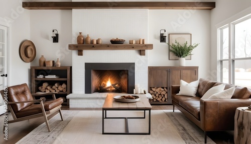 Wallpaper Mural beautiful modern living room with fireplace and black and white decor Torontodigital.ca