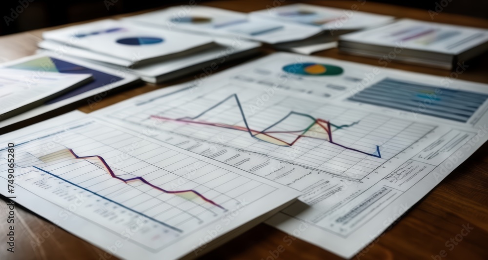 Analyzing trends with precision - A close-up of a detailed financial report Analyzing trends with precision - A close-up of a detailed financial report
