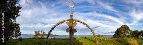 Rainbow Warrior Memorial sculpture in Matauri Bay, Northland, New Zealand