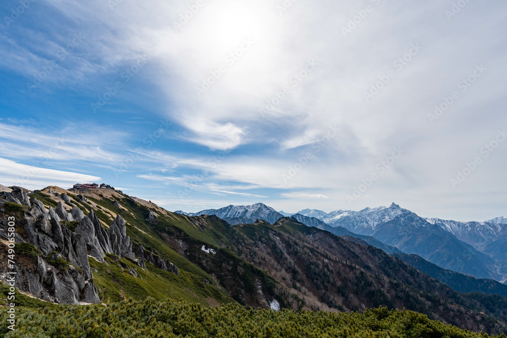 燕山荘と槍ヶ岳 燕山荘と槍ヶ岳