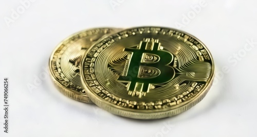  Golden Bitcoin Coins on a White Background