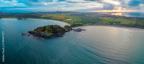 Aerial shot of Matai bay, Northland, New Zealand photo