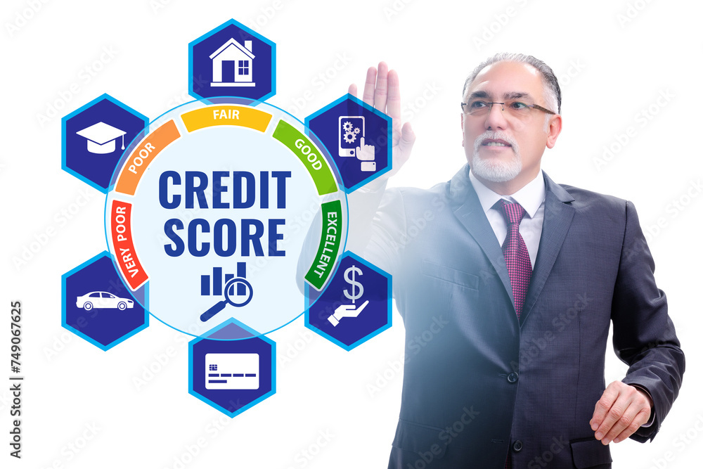 Businessman in credit score concept