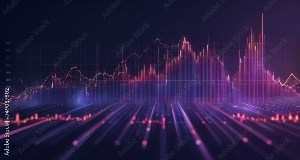  Electronic financial data visualization with colorful charts and graphs