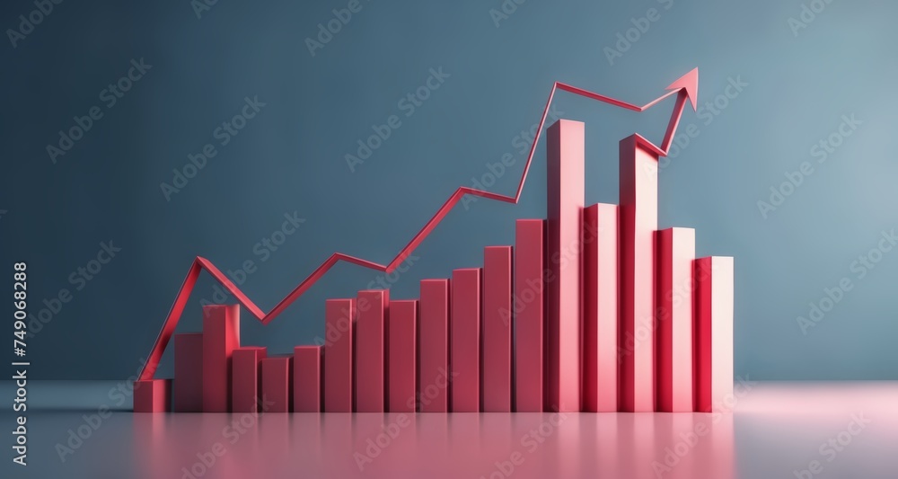Increasing success graph with upward trend Increasing success graph with upward trend