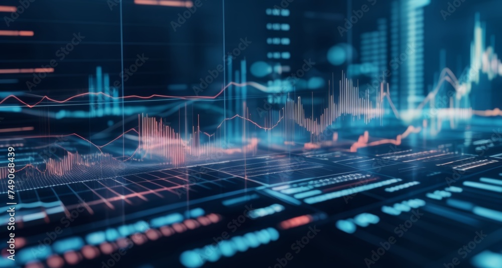 Technological interface with dynamic graphs and charts Technological interface with dynamic graphs and charts