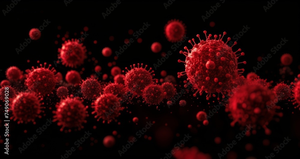 Obraz premium Viral particles in motion, a microscopic view of a contagion