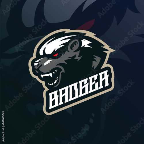 Badger mascot logo design vector with modern illustration concept style for badge, emblem and t shirt printing. Angry badger head illustration. photo