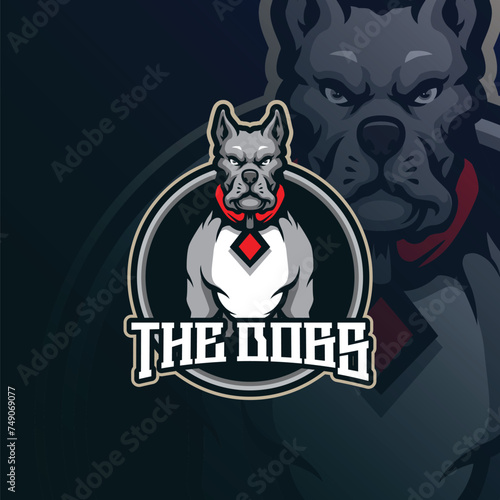 Dog mascot logo design vector with modern illustration concept style for badge, emblem and t shirt printing. Stand dog illustration.