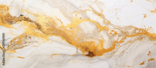 A close-up view of a luxurious gold marble surface adorned with intricate gold paint details  creating a striking and elegant aesthetic. The texture of the marble is emphasized by the bold contrasting