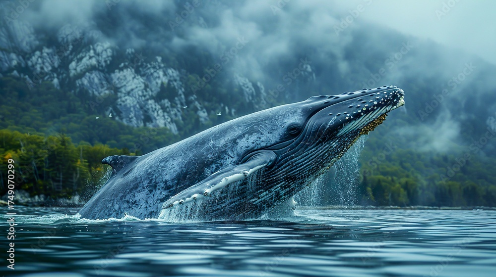 Fototapeta premium jumping humpback whale