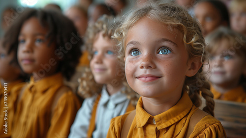 Young students, in uniform, engage with their teacher, fostering an environment of learning