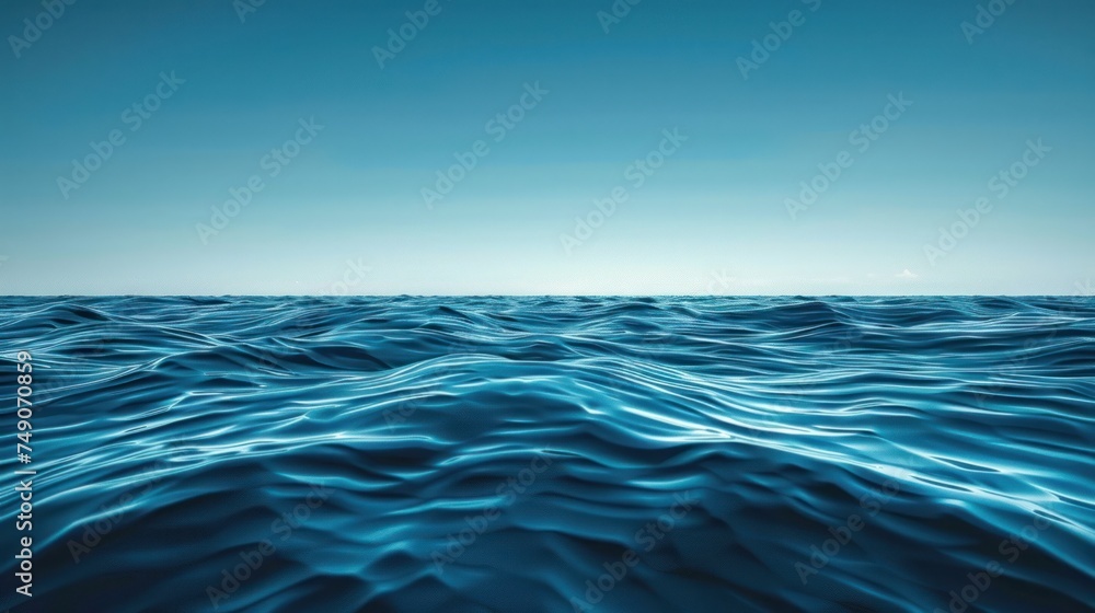 Fototapeta premium Peaceful open ocean expanse under a clear blue sky, capturing the essence of tranquility and vastness.