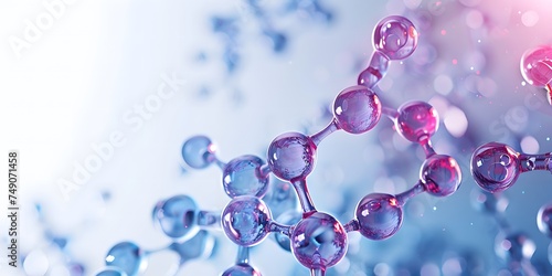 white banner with detailed visualization of molecular structures, molecular science, atoms
