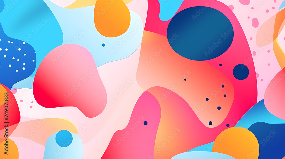 Fototapeta premium Abstract colorful wavy shapes and dots background