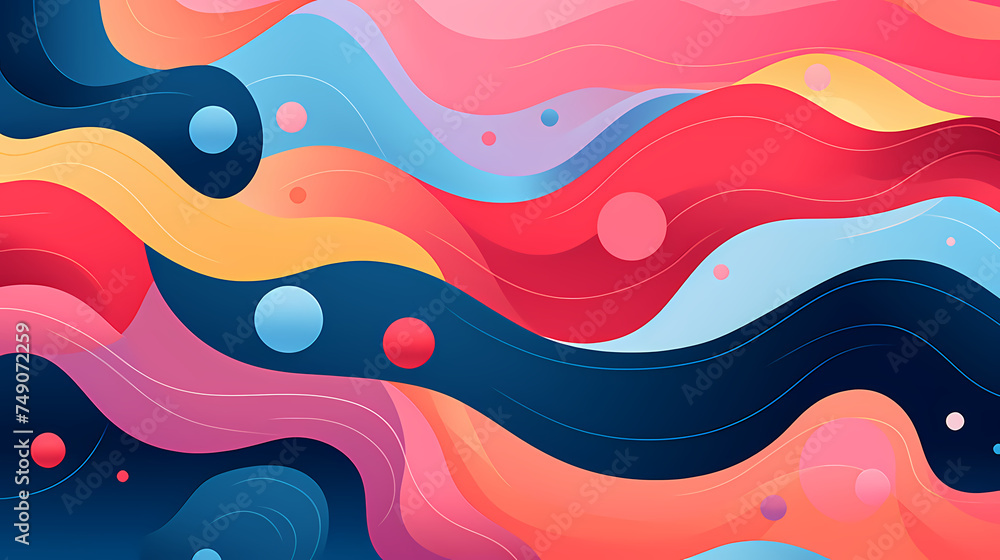 Fototapeta premium Abstract colorful wavy shapes and dots background
