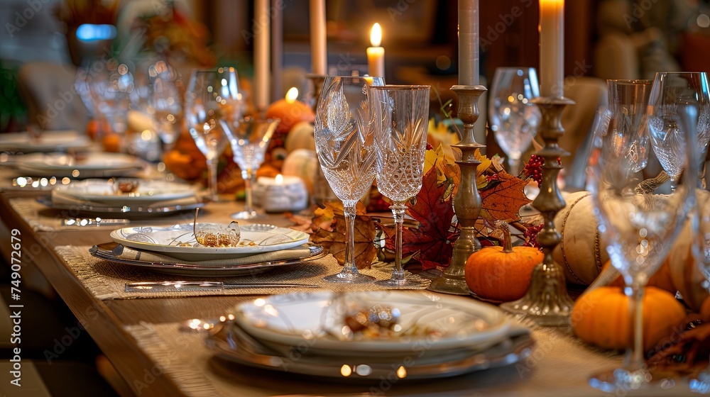 Rustic Thanksgiving dinner table set for eight Rustic Thanksgiving dinner table set for eight