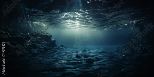 Underwater scene with bubbles and sunbeams, 