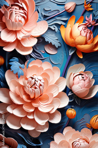 Colorful Floral Ultra Thick Special Oil Painting, created with Generative AI technology