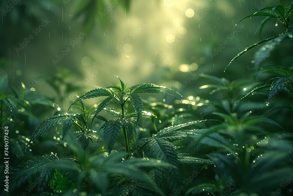 Cannabis plant close up of Marijuana Leaf