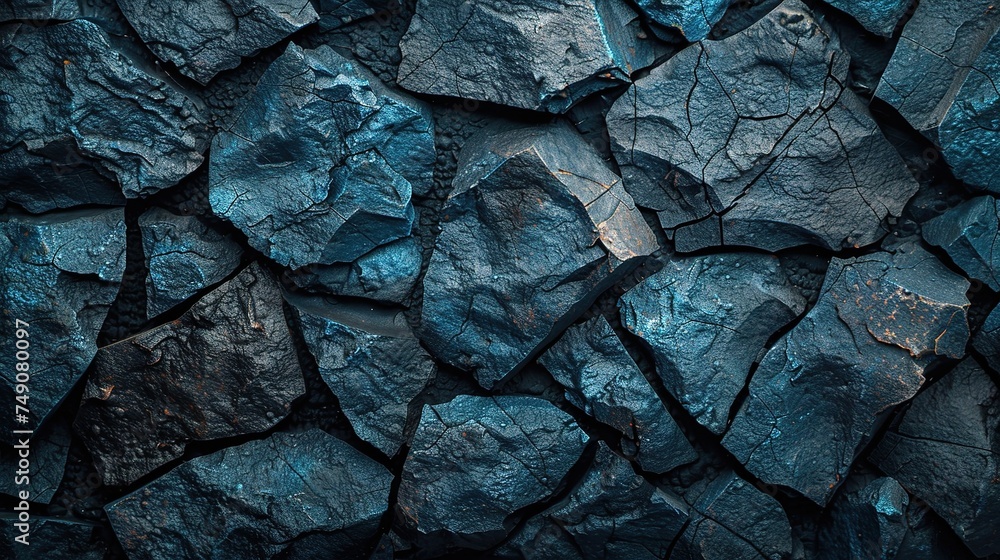 Fototapeta premium Blue abstract lava stone texture background.