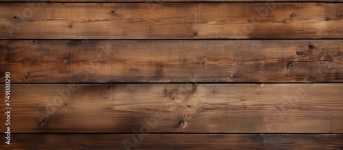 A wooden wall has been painted a rich brown color, showing a smooth and even finish. The paint emphasizes the natural texture of the wood, creating a warm and inviting atmosphere.