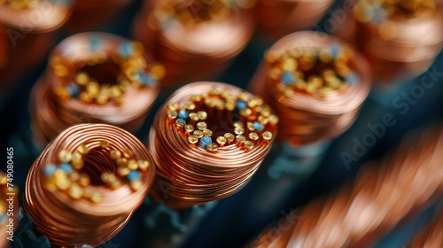 Electrical installation material, copper cable wire close-up